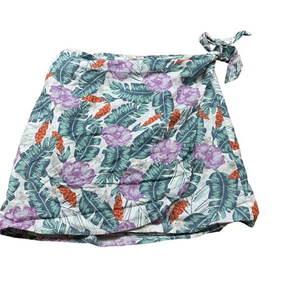 MARINE LAYER Monaco Floral Wrap Linen Blend Mini Skirt Women's Size XL Summer - Picture 2 of 5